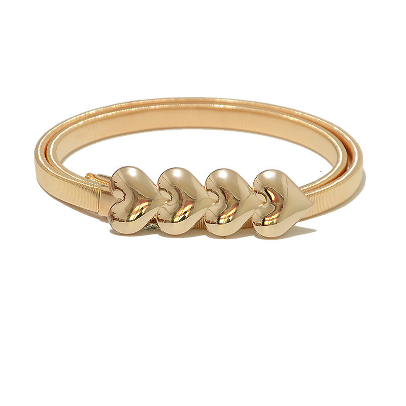 Heart buckle elastic metal waist chain