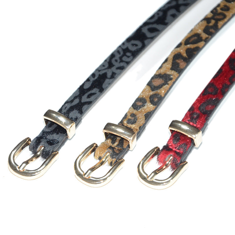 Horse hair suede pin buckle thin belt