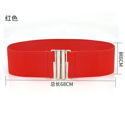 fashion Elastic belt silver buckle 6CM