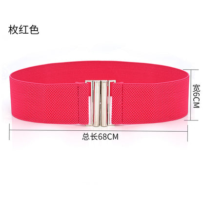 fashion Elastic belt silver buckle 6CM