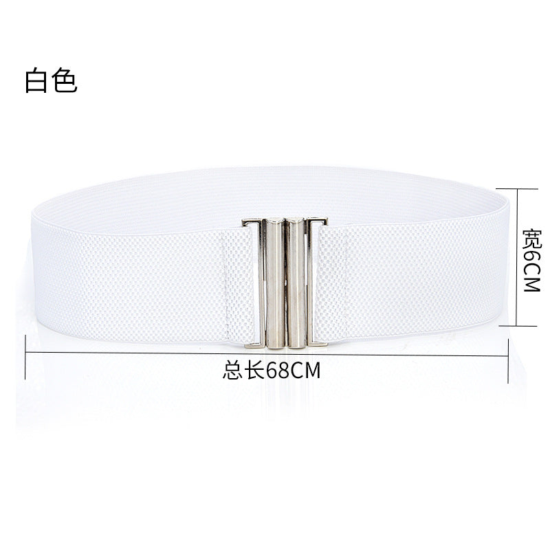 fashion Elastic belt silver buckle 6CM