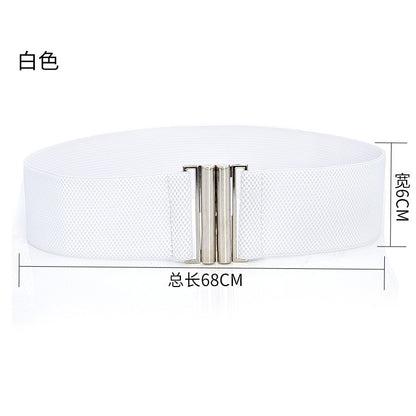 fashion Elastic belt silver buckle 6CM