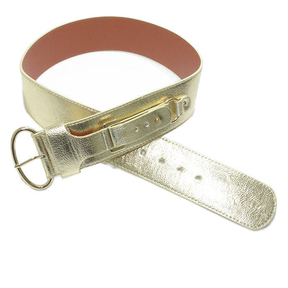 Pin buckle imitation leather extra wide belt