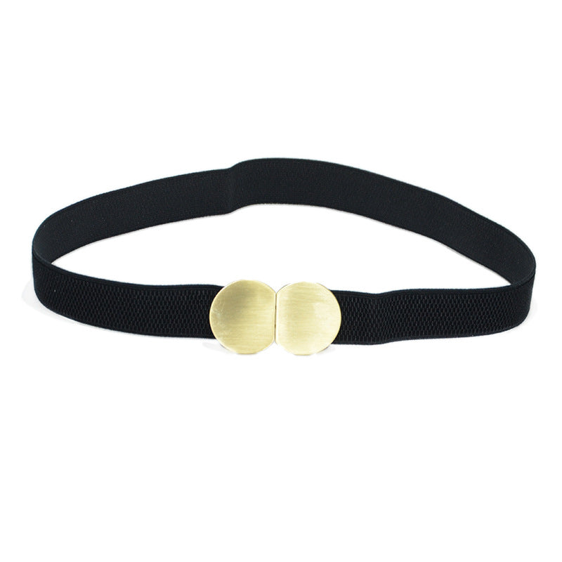 Brushed metal buckle elastic waist seal