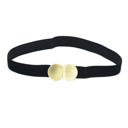 Brushed metal buckle elastic waist seal