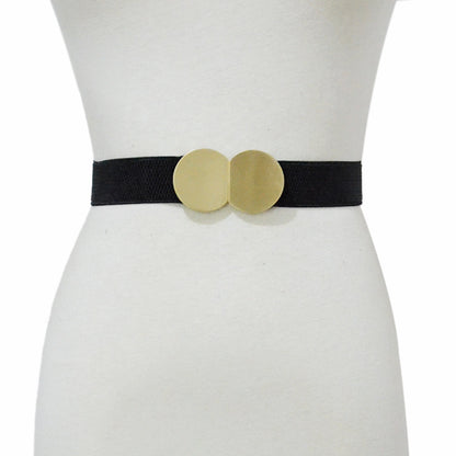 Brushed metal buckle elastic waist seal