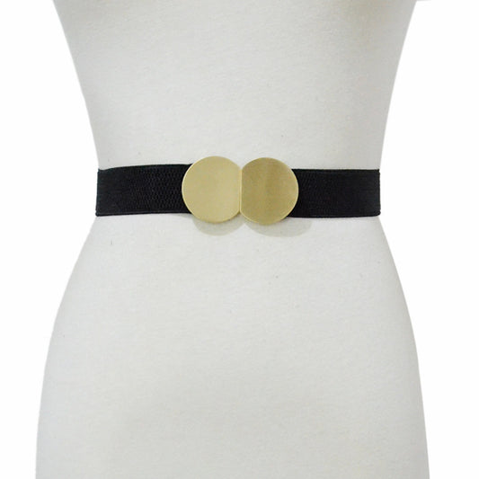 Brushed metal buckle elastic waist seal