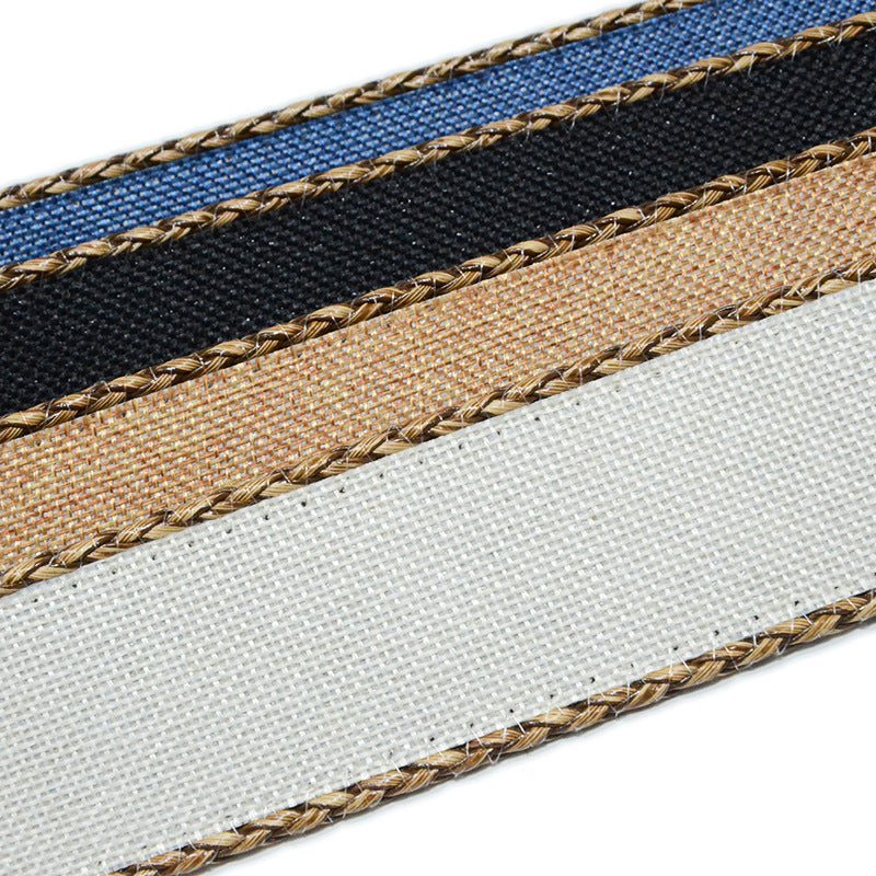 Plaid woven wide belt