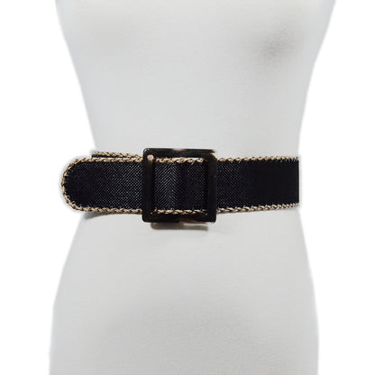 Plaid woven wide belt