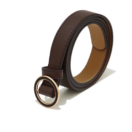 Round buckle imitation leather belt