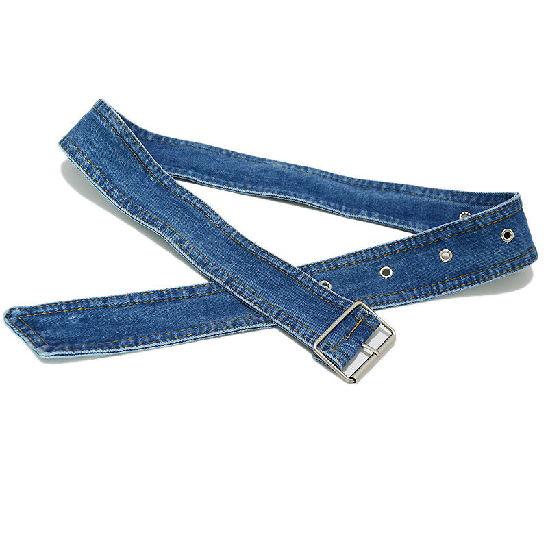 Denim pin buckle belt
