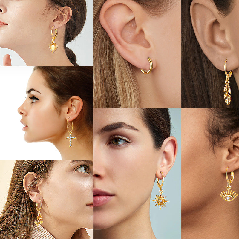 Tulip Cross Leaf Earring Set 7 Pieces
