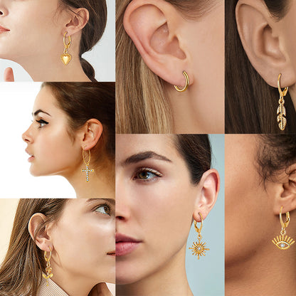 Tulip Cross Leaf Earring Set 7 Pieces
