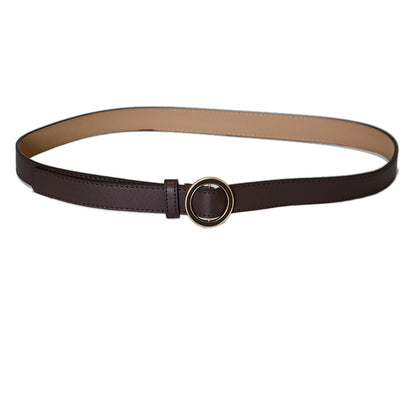 Round buckle imitation leather belt