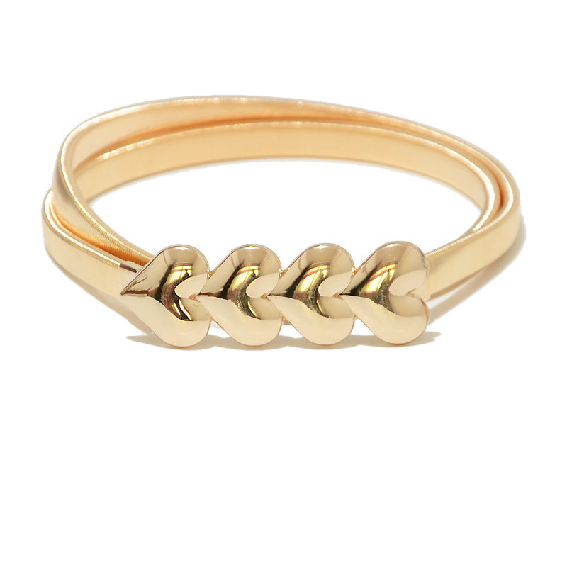 Heart buckle elastic metal waist chain