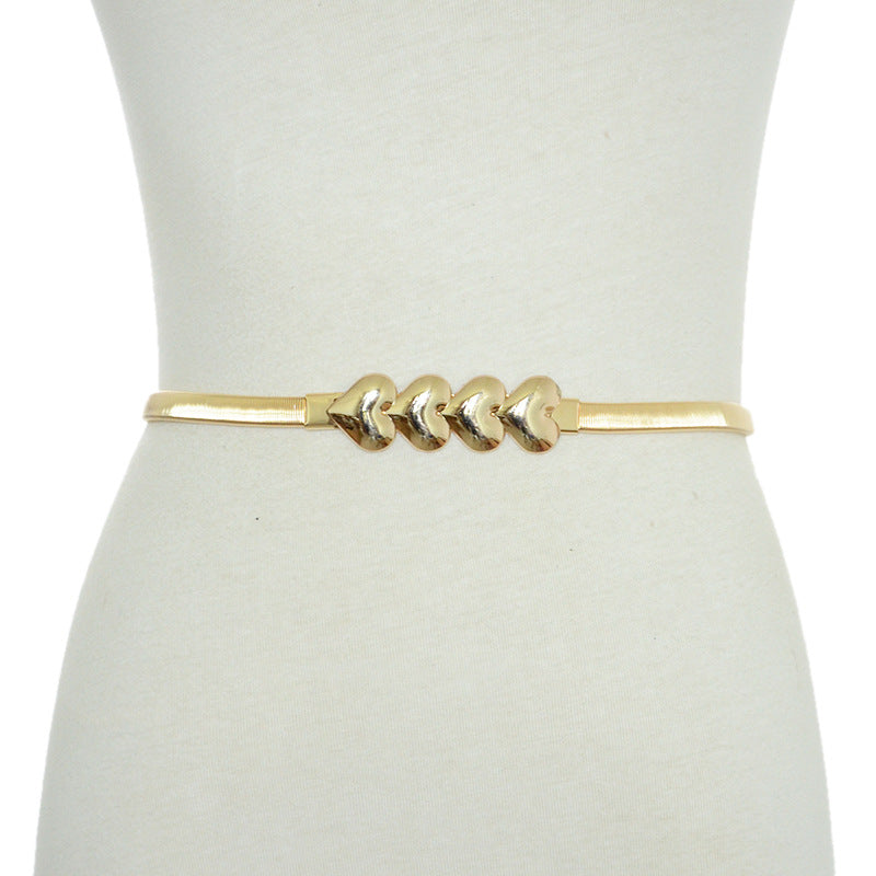 Heart buckle elastic metal waist chain
