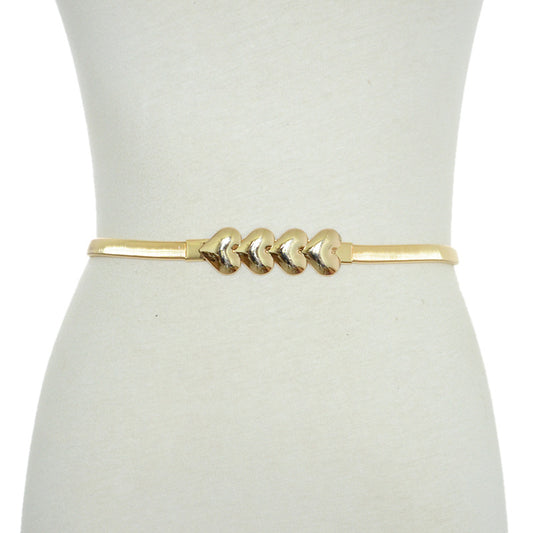 Heart buckle elastic metal waist chain