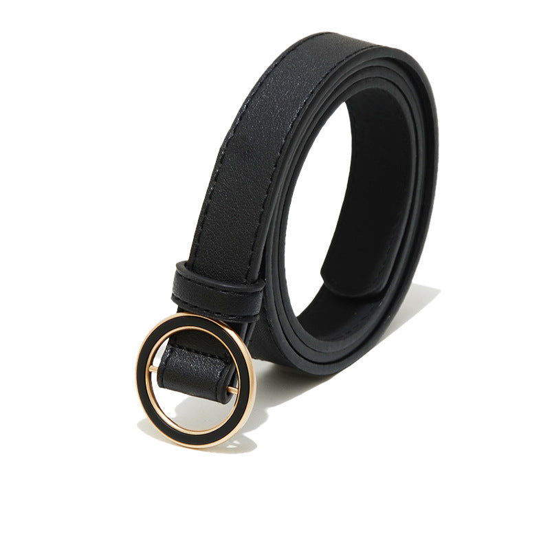 Round buckle imitation leather belt