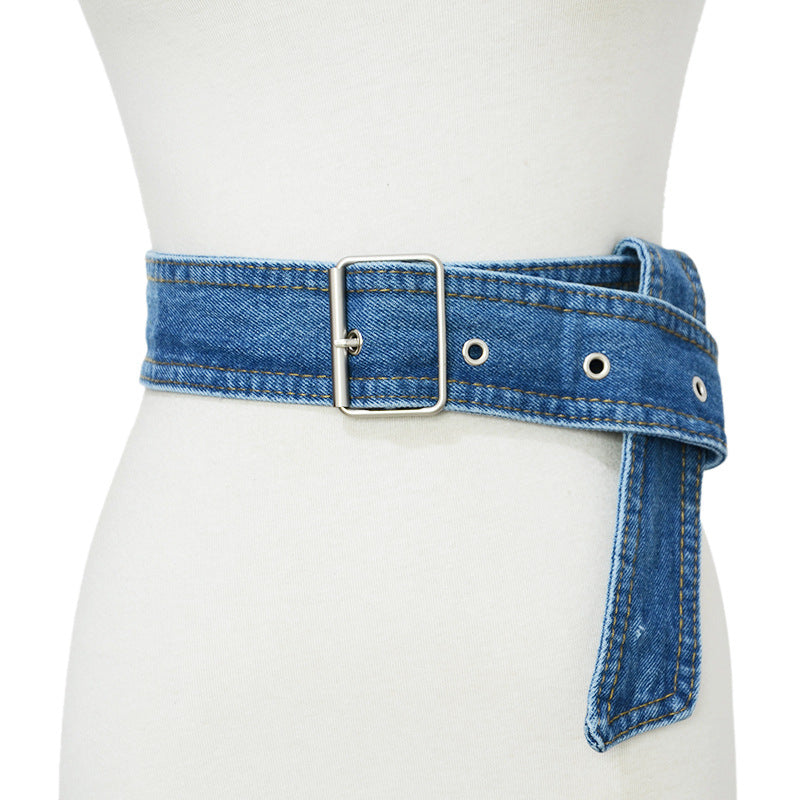 Denim pin buckle belt