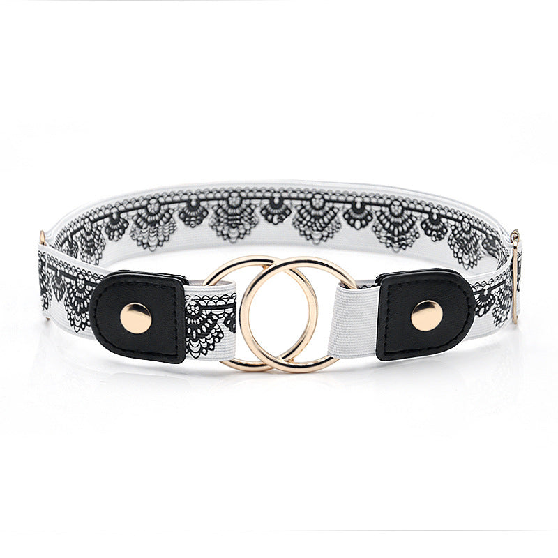 Round buckle adjustable elastic belt
