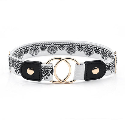 Round buckle adjustable elastic belt