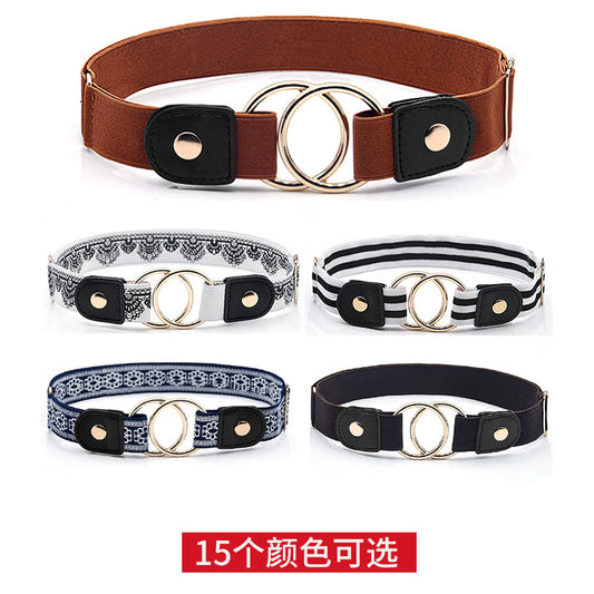Round buckle adjustable elastic belt