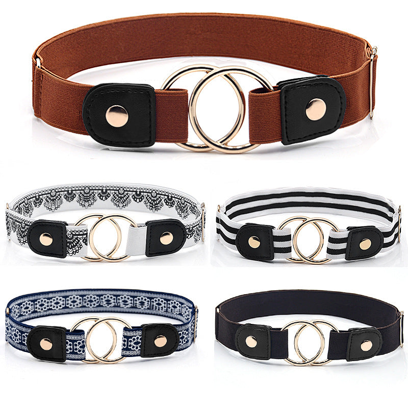 Round buckle adjustable elastic belt