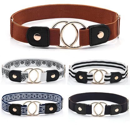 Round buckle adjustable elastic belt