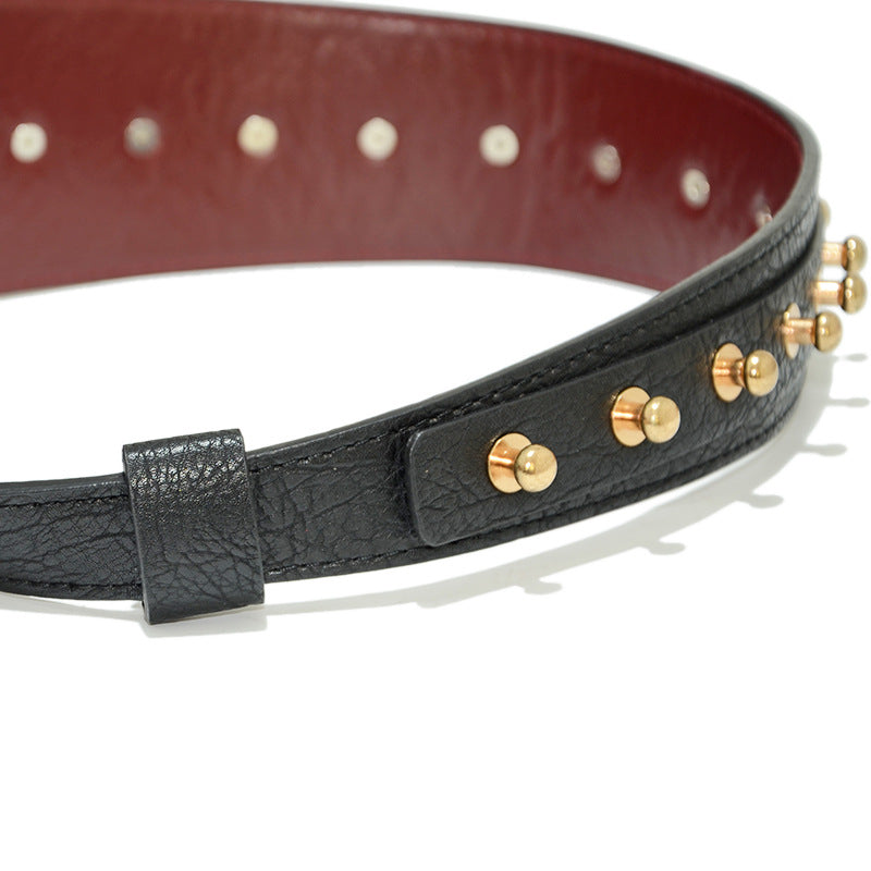 Punk style exaggerated rivet wide belt