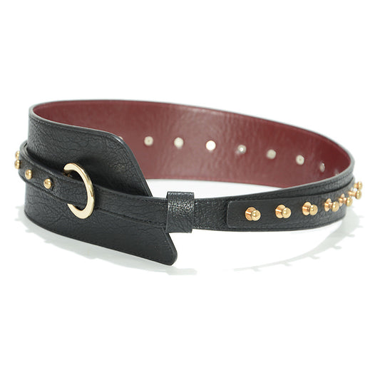 Punk style exaggerated rivet wide belt