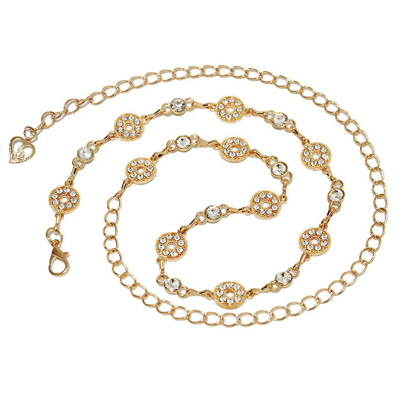 Rhinestone Inlaid Women's Metal Waist Chain