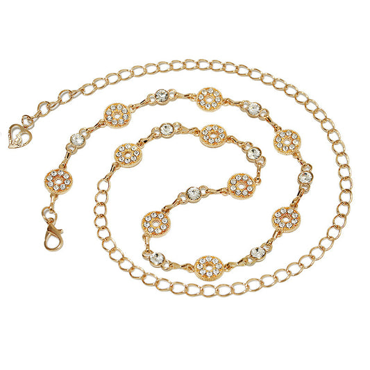 Rhinestone Inlaid Women's Metal Waist Chain