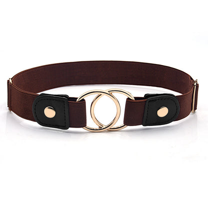 Round buckle adjustable elastic belt