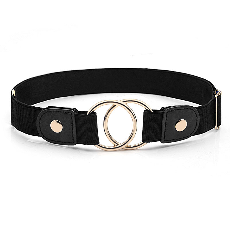 Round buckle adjustable elastic belt