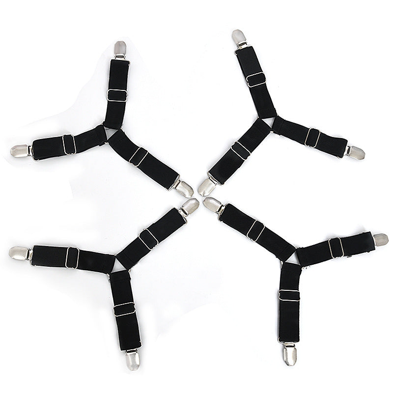 Non-slip triangular sheet retaining clip, adjustable