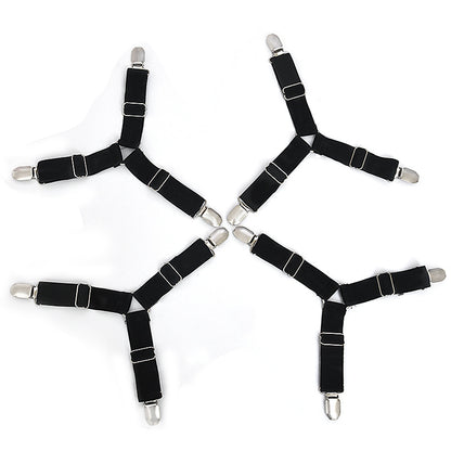 Non-slip triangular sheet retaining clip, adjustable