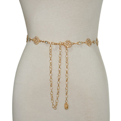Rhinestone Inlaid Women's Metal Waist Chain