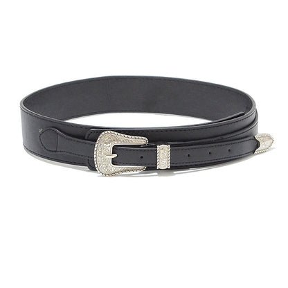 Pattern pin buckle wide belt