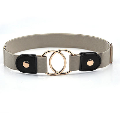 Round buckle adjustable elastic belt