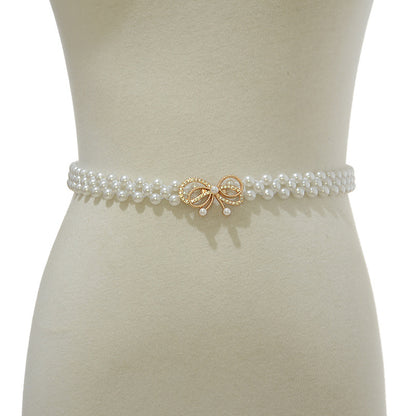 Rhinestone Pearl Inlaid Fine Belt