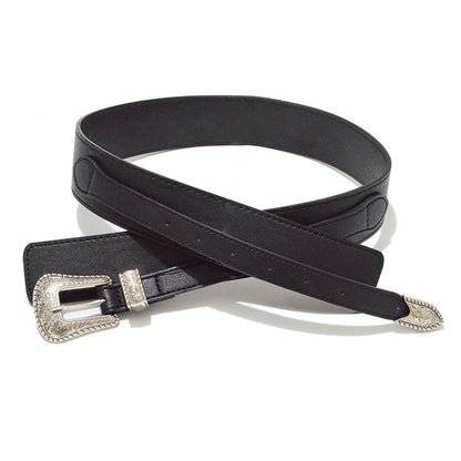 Pattern pin buckle wide belt