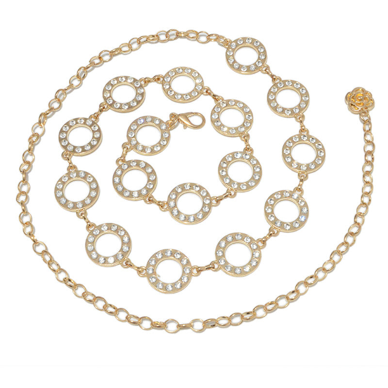 Rhinestone Inlaid Women's Metal Waist Chain