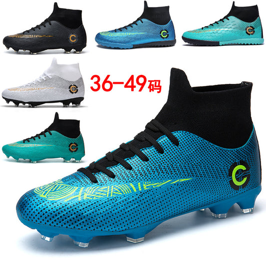 Botas de fútbol para hombre TF Studs, botas de entrenamiento de caña alta para jóvenes 