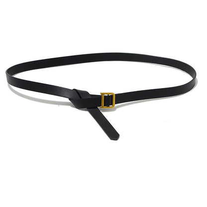 Copper square buckle imitation leather soft thin belt