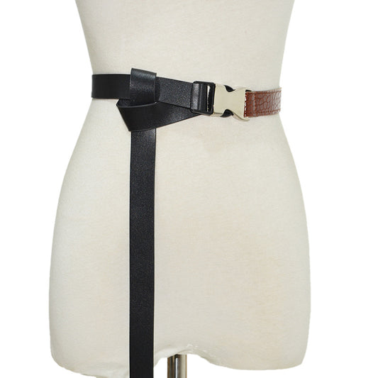 Crocodile pattern two-color imitation leather belt