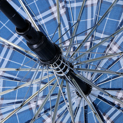 16-Rib Plaid Golf Straight Umbrella