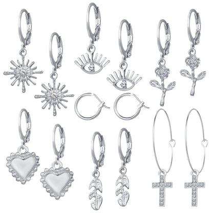 Tulip Cross Leaf Earring Set 7 Pieces