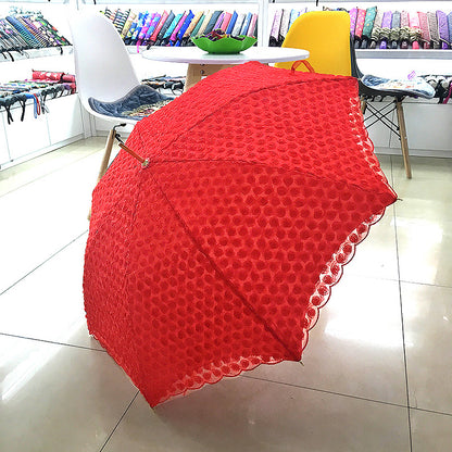 Bride Wedding Red Long Handle Umbrella