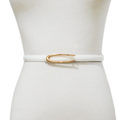 Solid color pu imitation leather thin belt