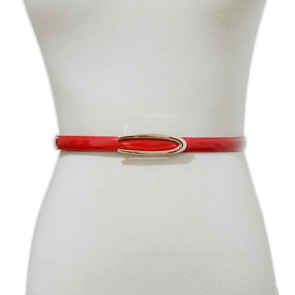 Solid color pu imitation leather thin belt